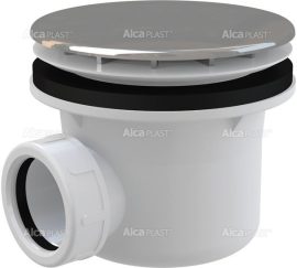 AlcaPLAST A49CR Króm zuhanytálca szifon, Ø90 mm-es leeresztő nyílással, túlfolyó nélküli zuhanytálcákhoz, 8594045930627