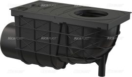 AlcaPLAST AGV3 Univerzális csapadék / esővíz elvezető / szennyvíz felfogó vízelvezető, 300 × 155/110, oldalsó kivezetéssel, fekete színű, , 8595580501297