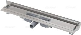AlcaPLAST  APZ104-1050 Flexible low / Alacsony zuhanyfolyóka / perforált rács behelyezésére szolgáló széllel / falhoz állítható peremmel