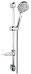   FERRO Tutti 3 állítható zuhanyszett, nagy kerek fej, kézizuhany, zuhanyrúddal, szappantartó, fém zuhanycsővel, könnyű vízkőtelenítés, króm / N340