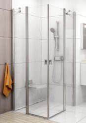 RAVAK Chrome CRV2-80 Szögletes zuhanykabin zuhanyajtó (1db) szatén kerettel, Transparent edzett biztonsági üveggel, 80 cm, 1QV40U00Z1