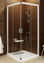 RAVAK Blix BLRV2K-100 Négyrészes toló rendszerű sarokbelépős zuhanykabin, fehér kerettel, Transparent edzett biztonsági üveggel, 100 cm, 1XVA0100Z1