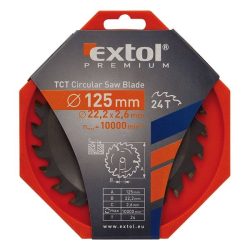 EXTOL PREMIUM körfűrészlap, keményfémlapkás, 2,6mm lapkaszél., max. 10000 f/p 125×22,2mm, T24 / 8803206 / (MB)
