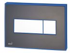   AlcaPLAST M1475-AEZ111, Nyomógomb előtétfalas rendszerekhez színes betéttel (Fekete-matt) és háttérvilágítással (Kék)