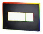   AlcaPLAST M1474-AEZ114, Nyomógomb előtétfalas rendszerekhez színes betéttel (Fekete-fényes) és háttérvilágítással (Szivárvány)