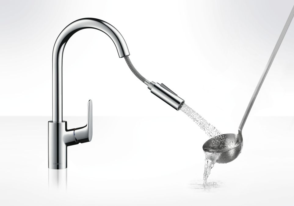 Hansgrohe focus egykaros konyhai csaptelep kihúzható zuhanyfejjel ...
