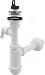 Alca / AlcaDRAIN / AlcaPLAST A410P Mosdó szifon Ø32 rozsdamentes leeresztővel és csatlakozóval Ø63, 8594045937275