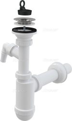 Alca / AlcaDRAIN / AlcaPLAST A41P Mosdó szifon Ø40 rozsdamentes leeresztővel és csatlakozóval Ø63, 8594045937145