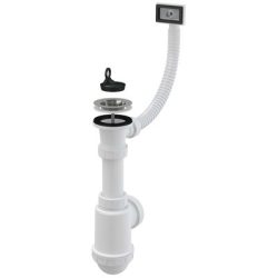 Alca / AlcaDRAIN / AlcaPLAST A444-DN50/40 Ø50/40, Szifon rozsdamentes leeresztővel, flexi túlfolyóval Ø70, 8594045937756