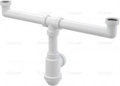 Alca / AlcaDRAIN / AlcaPLAST A448-DN50/40 Ø50/40, Két medencés mosogatához, szifon leeresztő nélkül 6/4" menettel, 8594045937831