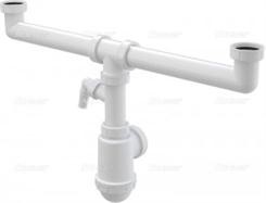 Alca / AlcaDRAIN / AlcaPLAST A448P-DN50/40 Ø50/40, Két medencés mosogatához, szifon leeresztő nélkül 6/4" menettel, csatlakozóval, 8594045937848