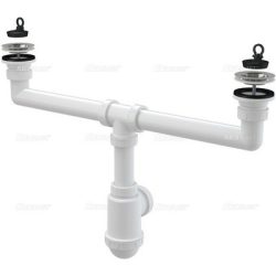 Alca / AlcaDRAIN / AlcaPLAST A449P-DN50/40 Ø50/40, Két medencés mosogatóhoz, rozsdamentes leeresztővel, csatlakozóval Ø70, 8594045938470