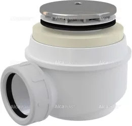 Alca / AlcaDRAIN / AlcaPLAST A47CR/ A47CR-50, Ø50 zuhanytálca szifon króm sapkával, csatlakozóval, túlfolyó nélküli zuhanytálcákhoz, 8594045934014
