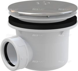 Alca / AlcaDRAIN / AlcaPLAST A49K Zuhany szifon LUX fém, Ø90 mm-es leeresztő nyílással, túlfolyó nélküli zuhanytálcákhoz, 8594045930634