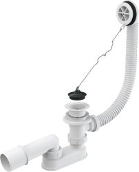 Alca / AlcaDRAIN / AlcaPLAST A502 Kádszifon lánctartószemes – fehér (hossz 570mm), 8594045937862