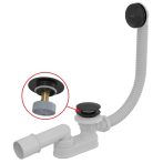   Alca / AlcaDRAIN / AlcaPLAST A507BLACK-100 Click/Clack kádszifon / kád szifon készlet / fekete-matt / 8595580558789
