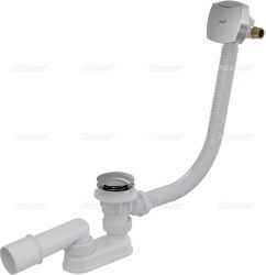 Alca / AlcaDRAIN / AlcaPLAST A508KM-80 / A508CKM-80 Kádszifon click/clack fém-króm feltöltős túlfolyóval (hossz 80 cm), 8595580523954