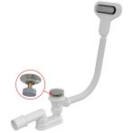   Alca / AlcaDRAIN / AlcaPLAST A516CKM Click/Clack kádszifon készlet lapos túlfolzóval / króm / 8595580561826