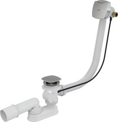 Alca / AlcaDRAIN / AlcaPLAST A564CRM2-100 Automata kádszifon króm túlfolyóval / kád be- le- és túlfolyó, kádtöltő a túlfolyónál, (hossz: 100cm), szögletes fedővel, 8595580523787