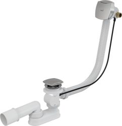 Alca / AlcaDRAIN / AlcaPLAST A564CRM3-100 Automata kádszifon króm túlfolyóval / kád be- le- és túlfolyó, kádtöltő a túlfolyónál, (hossz: 100cm), Design fedő (minőséges krómozás), 8595580523817