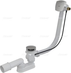 Alca / AlcaDRAIN / AlcaPLAST A565CRM1-100 Automata kádszifon króm túlfolyóval vastag falú kádakhoz (hossz 100 cm), 8595580523848