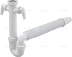   Alca / AlcaDRAIN / AlcaPLAST A84-DN50/40 Ø50/40, Csőszifon 6/4" menettel, 2 csatlakozóval és flexi csővel, 8594045936728