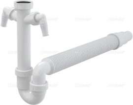 Alca / AlcaDRAIN / AlcaPLAST A84-DN50/40 Ø50/40, Csőszifon 6/4" menettel, 2 csatlakozóval és flexi csővel, 8594045936728