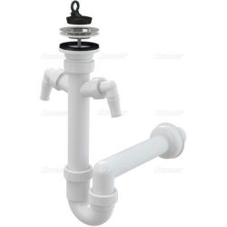 Alca / AlcaDRAIN / AlcaPLAST A840-DN50/40 Ø50/40, Csőszifon 6/4" menettel, 2 csatlakozóval, flexi csővel, leeresztővel Ø70, 8594045937442