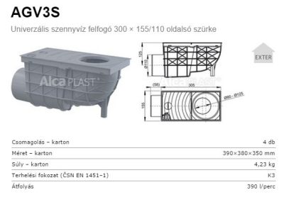 Alca AlcaDRAIN AlcaPLAST AGV3S Univerz lis csapad k es