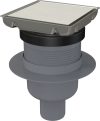   Padlóösszefolyó 130×130 mm függőleges, rozsdamentes rács, vizes bűzzár, APV240