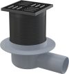   Padlóösszefolyó 105×105/50 mm vízszintes, rozsdamentes rács fekete-matt, kombinált SMART bűzzár, APV31BLACK