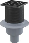   Padlóösszefolyó 105×105/50 mm vízszintes, rozsdamentes rács fekete-matt, kombinált SMART bűzzár, APV31BLACK