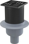   Padlóösszefolyó 105×105/50 mm vízszintes, rozsdamentes rács fekete-matt, kombinált SMART bűzzár, APV31BLACK