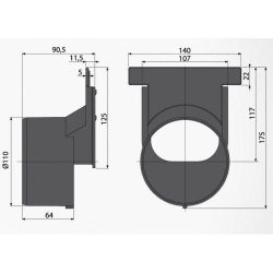 Alca / AlcaDRAIN / AlcaPLAST AVZ-P010, Ø110 csatlakozó elem a szennyvízcsatorna csatlakozáshoz
