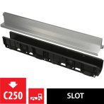   Alca / AlcaDRAIN / AlcaPLAST  AVZ101-R123 Szimmetrikus kültéri résfolyóka 100 mm, horganyzott acélból,  AVZ101-R123 8595580559670