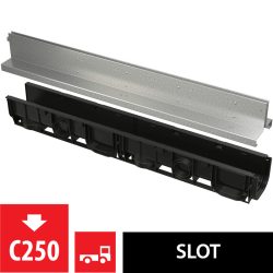 Alca / AlcaDRAIN / AlcaPLAST  AVZ101-R123 Szimmetrikus kültéri résfolyóka 100 mm, horganyzott acélból,  AVZ101-R123 8595580559670