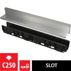   Alca / AlcaDRAIN / AlcaPLAST AVZ101-R321 Asszimetrikus kültéri résfolyóka 100 mm, rozsdamentes acélból,  AVZ101-R321 8595580559694