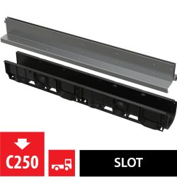Alca / AlcaDRAIN / AlcaPLAST AVZ101-R323 Szimmetrikus kültéri résfolyóka 100 mm, rozsdamentes acélból,  AVZ101-R323 8595580559717