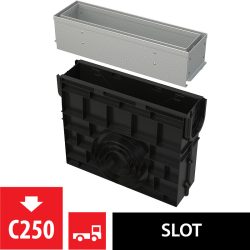 Alca / AlcaDRAIN / AlcaPLAST  AVZ101R-R121R Asszimetrikus kültéri résfolyóka revíziós résszel 100 mm, horganyzott acélból,  AVZ101R-R121R 8595580549855