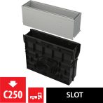  Alca / AlcaDRAIN / AlcaPLAST  AVZ101R-R122R Asszimetrikus kültéri résfolyóka revíziós résszel 160 mm, horganyzott acélból,  AVZ101R-R122R 8595580549862