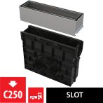   Alca / AlcaDRAIN / AlcaPLAST  AVZ101R-R321R Asszimetrikus kültéri résfolyóka revíziós résszel 100 mm, rozsdamentes acélból,  AVZ101R-R321R 8595580549893