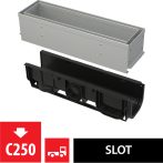   Alca / AlcaDRAIN / AlcaPLAST AVZ101S-R121R Asszimetrikus kültéri résfolyóka revíziós résszel 100 mm, horganyzott acélból,  AVZ101S-R121R 8595580547363