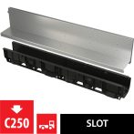   Alca / AlcaDRAIN / AlcaPLAST AVZ101S-R122R Asszimetrikus kültéri résfolyóka revíziós résszel 160 mm, horganyzott acélból,  AVZ101S-R122R 8595580547370