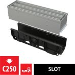   Alca / AlcaDRAIN / AlcaPLAST  AVZ101S-R123R Szimmetrikus kültéri résfolyóka revíziós résszel 100 mm, horganyzott acélból,  AVZ101S-R123R 8595580547387