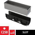   Alca / AlcaDRAIN / AlcaPLAST  AVZ101S-R321R Asszimetrikus kültéri résfolyóka revíziós résszel 100 mm, rozsdamentes acélból,  AVZ101S-R321R 8595580547400