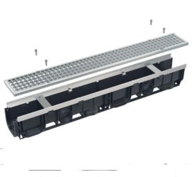 Alca / AlcaDRAIN / AlcaPLAST AVZ103-R104, Kültéri folyóka 100 mm horganyzott peremmel és horganyzott ráccsal
