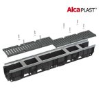   Alca / AlcaDRAIN / AlcaPLAST AVZ103-R201, AVZ103-R201, Kültéri folyóka 100 mm horganyzott peremmel és öntöttvas ráccsal