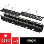   Alca / AlcaDRAIN / AlcaPLAST AVZ103-R202 Kültéri folyóka 100 mm fém peremmel és öntöttvas ráccsal C250,  AVZ103-R202 8595580547257