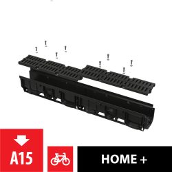 Alca / AlcaDRAIN / AlcaPLAST  AVZ104-R401 Kültéri folyóka 100 mm műanyag peremmel és műanyag ráccsal A15,  AVZ104-R401 8595580547745