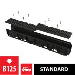   Alca / AlcaDRAIN / AlcaPLAST AVZ104-R402 Kültéri folyóka 100 mm műanyag peremmel és kompozit ráccsal B125,  AVZ104-R402 8595580547264